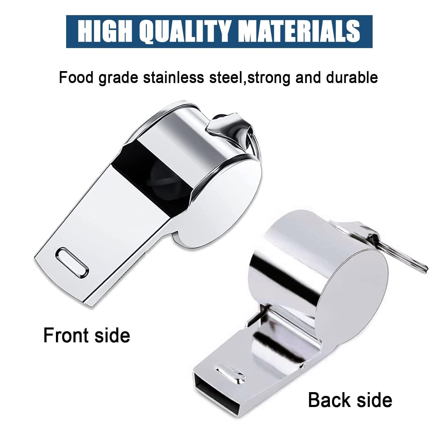 Tiankohelan 3 Pcs Whistle,Stainless Steel Sports Whistle with Lanyard for Coaches Referees Emergency Outdoor Sports