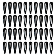 40 Pack Black 2 Inch Barrettes Women Metal Snap Hair Clips Accessories