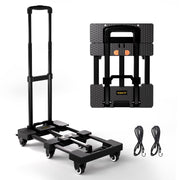 Voipvvii Folding Hand Truck 500lbs, Portable Heavy Duty Dolly Cart, 6 Wheels Collapsible Luggage Cart with 2 Elastic Ropes - Compact Trolley Cart for Easy Moving - Ideal Hand Cart for Travel and More
