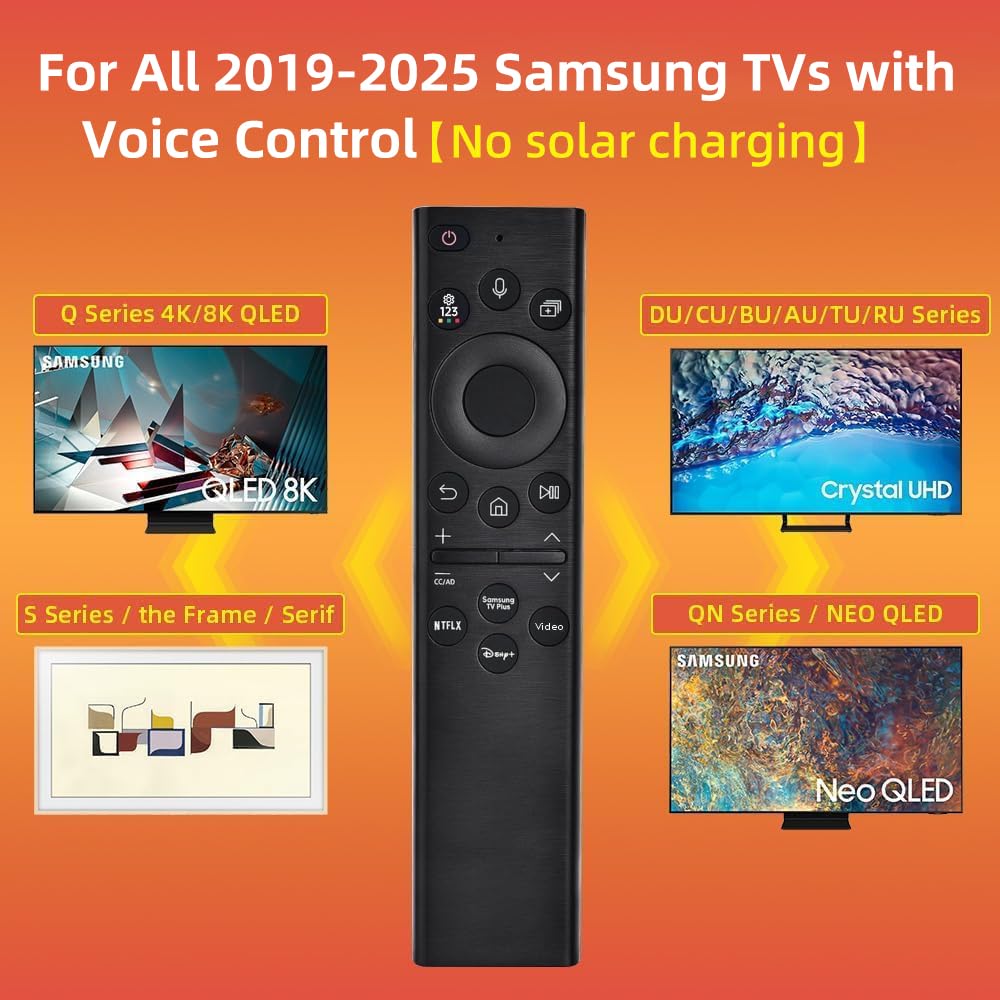 Replacement for Samsung TV Remote, for All 2019-2025 Samsung Remote Control for Smart TV with Voice Control. No Solarcell. 2-Year Warranty.