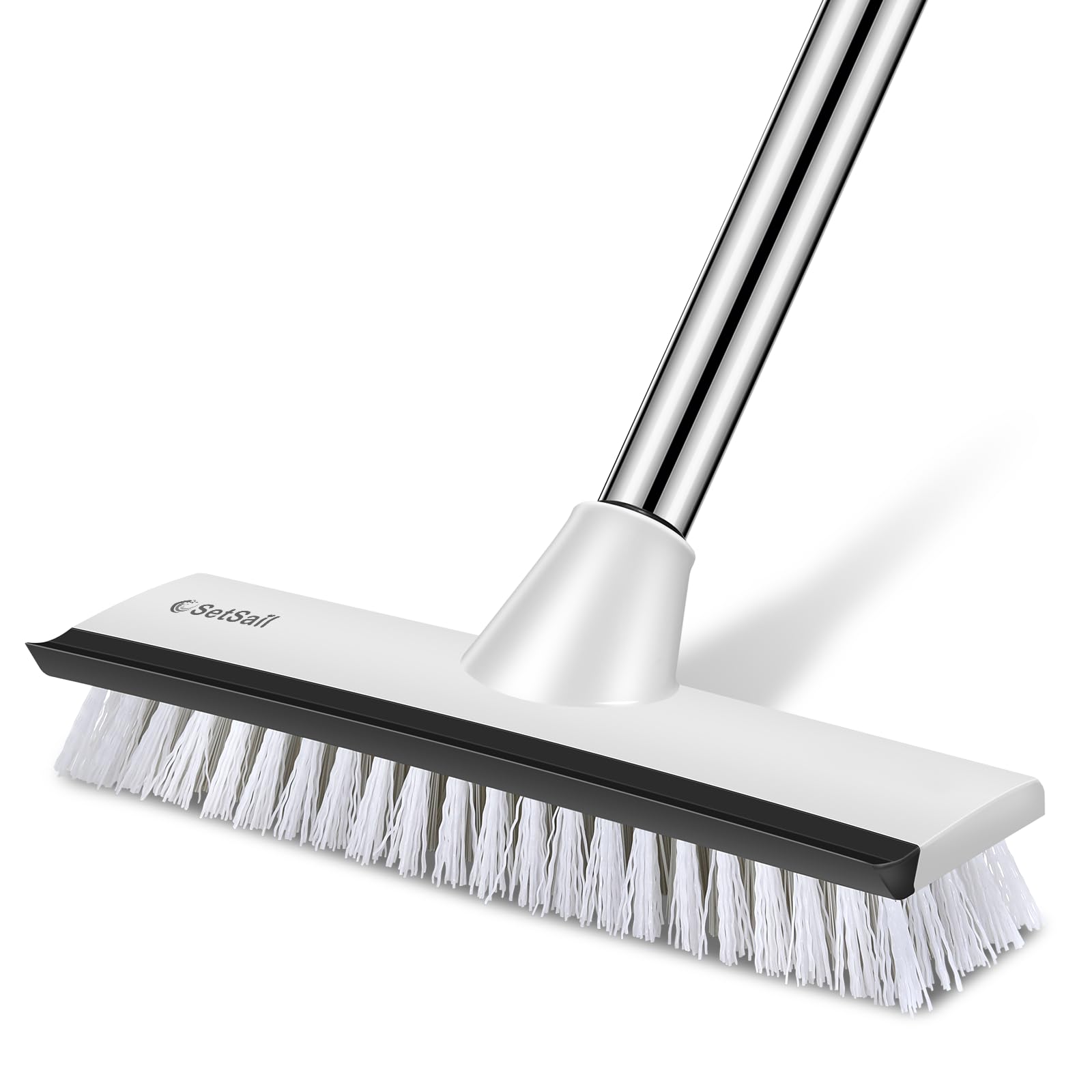 SetSail Floor Scrub Brush with 51-Inch Long Adjustable Handle 2 in 1 Scrape Brush Stiff Bristle Floor Scrubber for Cleaning Shower Bathroom Garage Kitchen Wall Deck Tub Tile