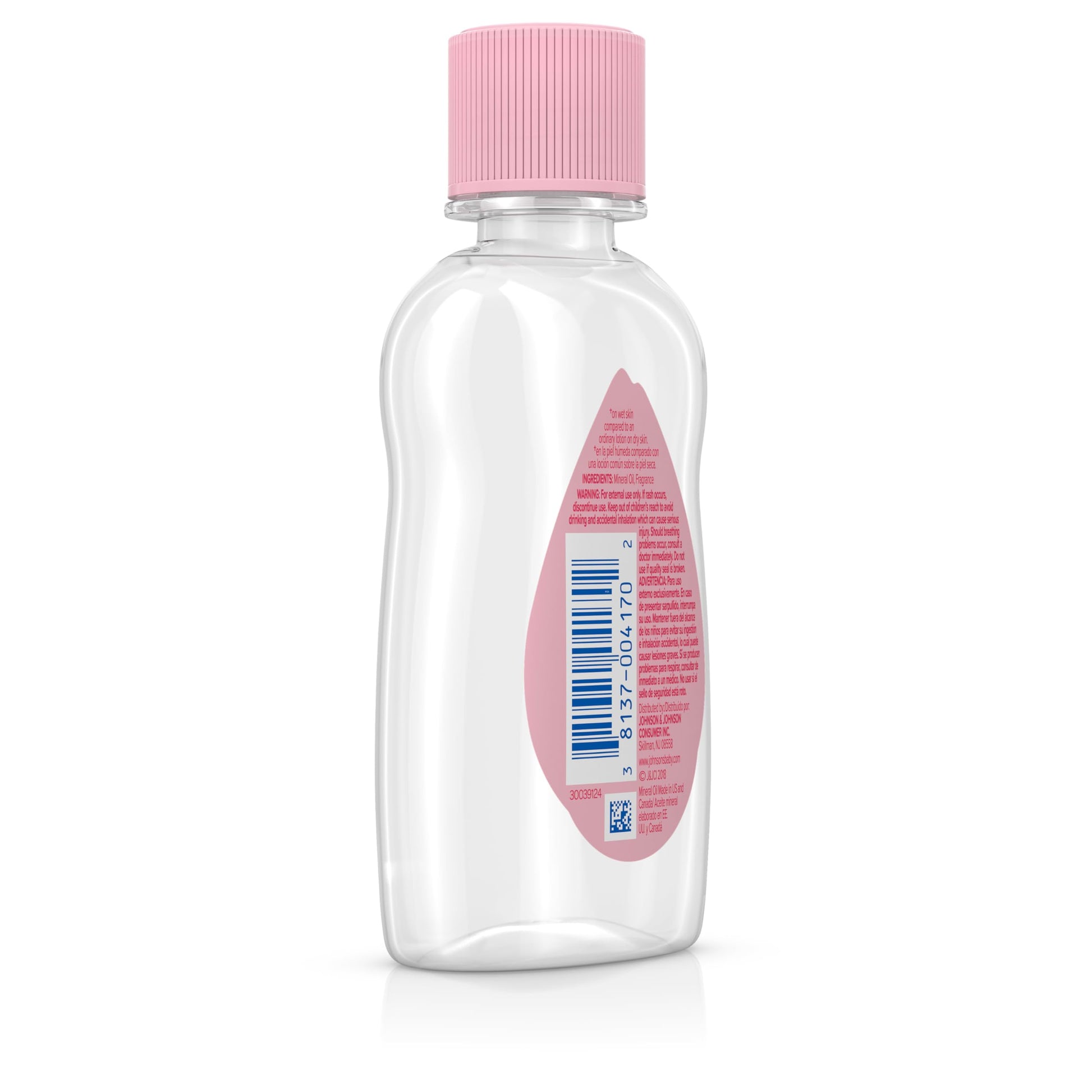 Johnson's Baby Oil, Pure Mineral Oil to Prevent Moisture Loss for Newborn, Kids, and Adults, Gentle and Soothing Baby Massage Oil, Dry Skin Relief, Hypoallergenic, Original Scent, 3 fl. oz