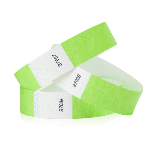 500 WristCo Neon Green Tyvek Wristbands for Events - Tamper-Proof Design & Fluorescent Color Prevent Reuse Premium-Grade Bracelets for Hospital & Medical ID, Party & VIP Identification