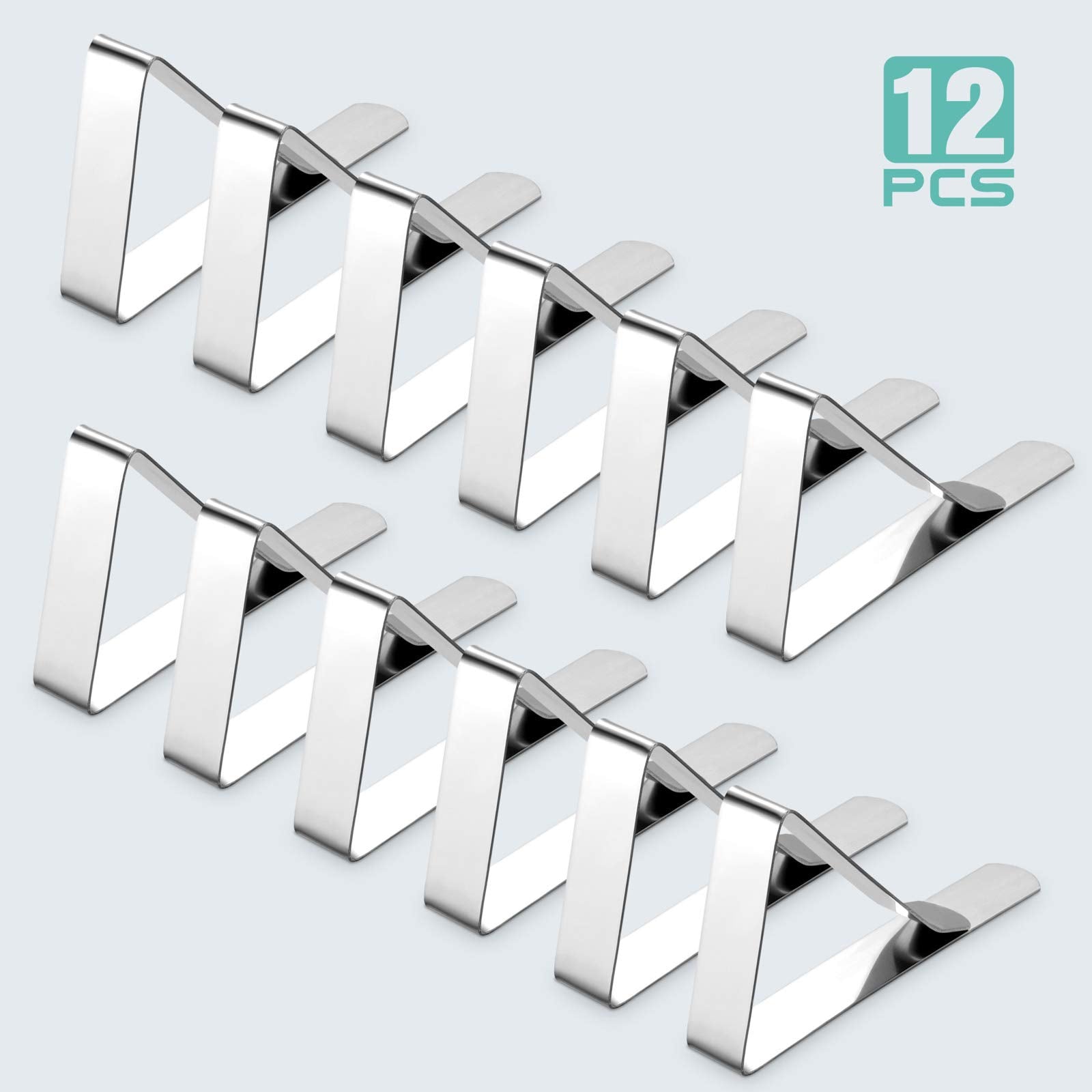 12 Pack Tablecloth Clips - Heavy Duty Picnic Table Clips, Stainless Steel Table Cloth Cover Clamps, Table Cloth Holders Ideal for Restaurant Picnics Marquees Weddings Graduation Party