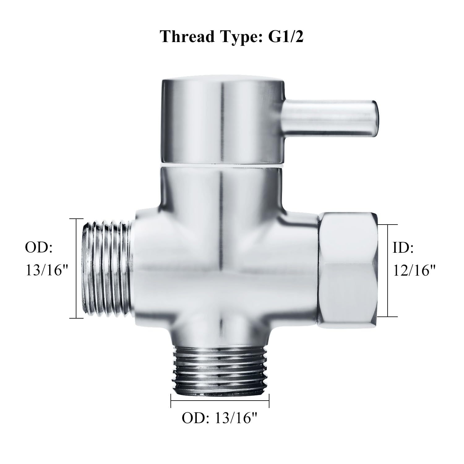 Sneatup Solid Brass 3-way G1/2 Shower Diverter Chrome Plating