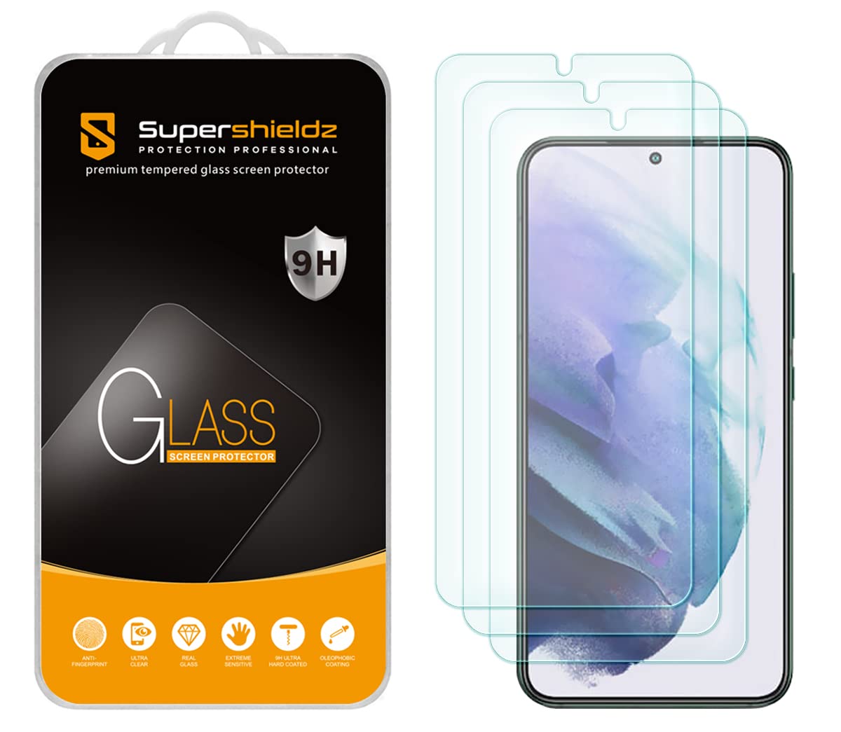 (3 Pack) Supershieldz Designed for Samsung Galaxy S21 5G Tempered Glass Screen Protector, Anti Scratch, Bubble Free