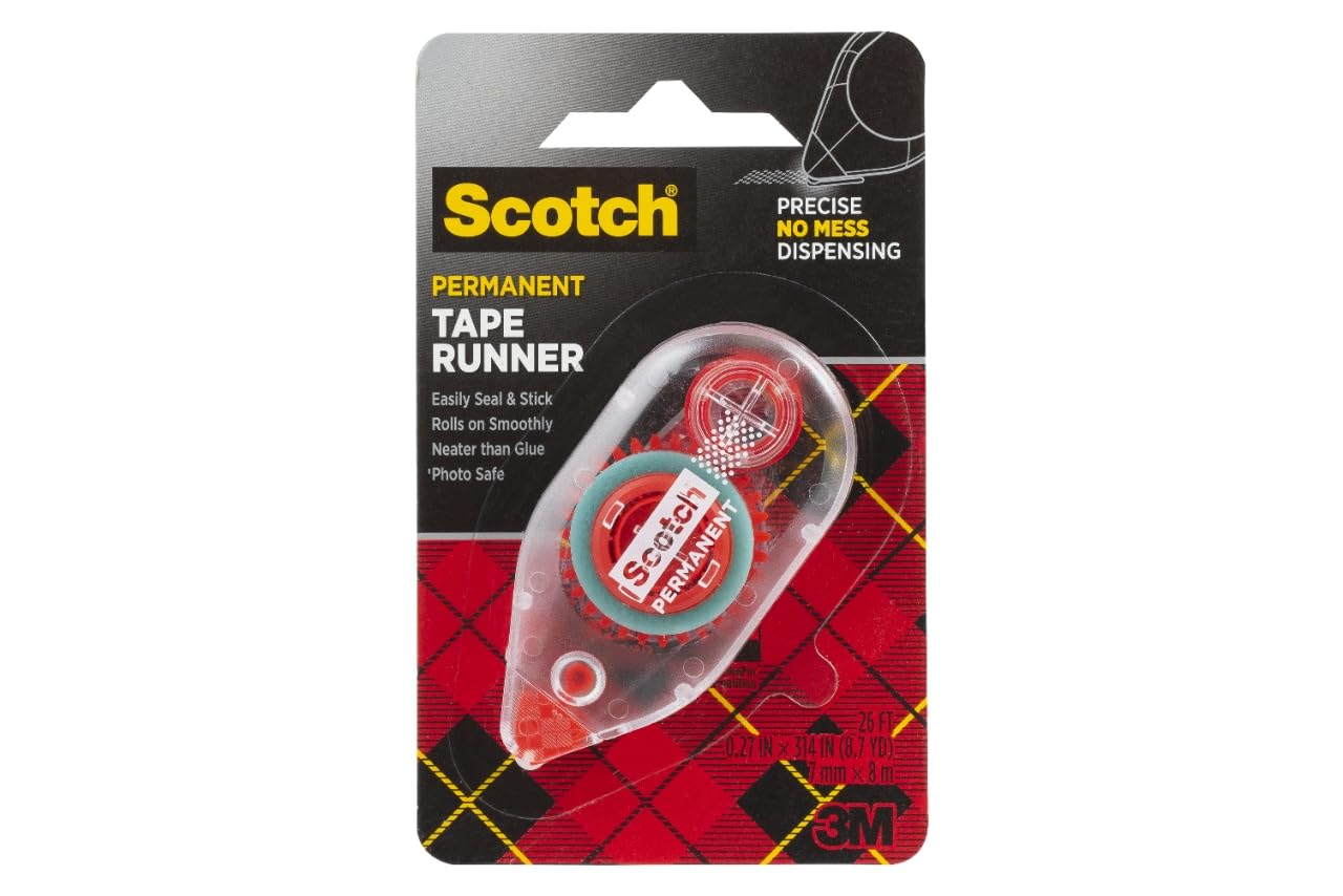 Scotch Doppelseitiger Kleberoller, 6,8 mm x 8 m, perfekt für Weihnachtsbasteleien, Geschenke und Heimwerken, 1er-Pack