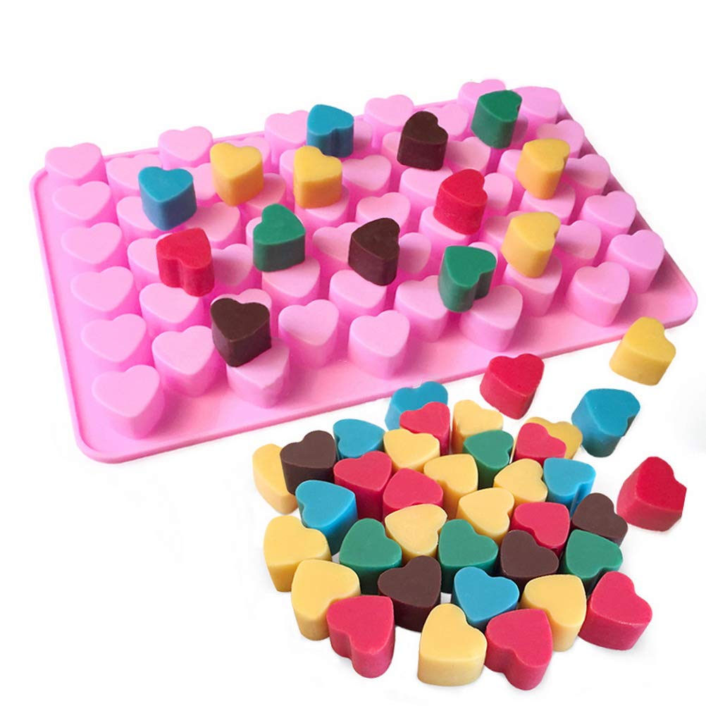 Silicone Moulds for Wax Melts with Dropper 55 Heart Mould Sweet Moulds Mini Candy Molds Silicone Shape for Love Chocolate Soap Ice Cube Tray Jelly Melts Gummy DIY