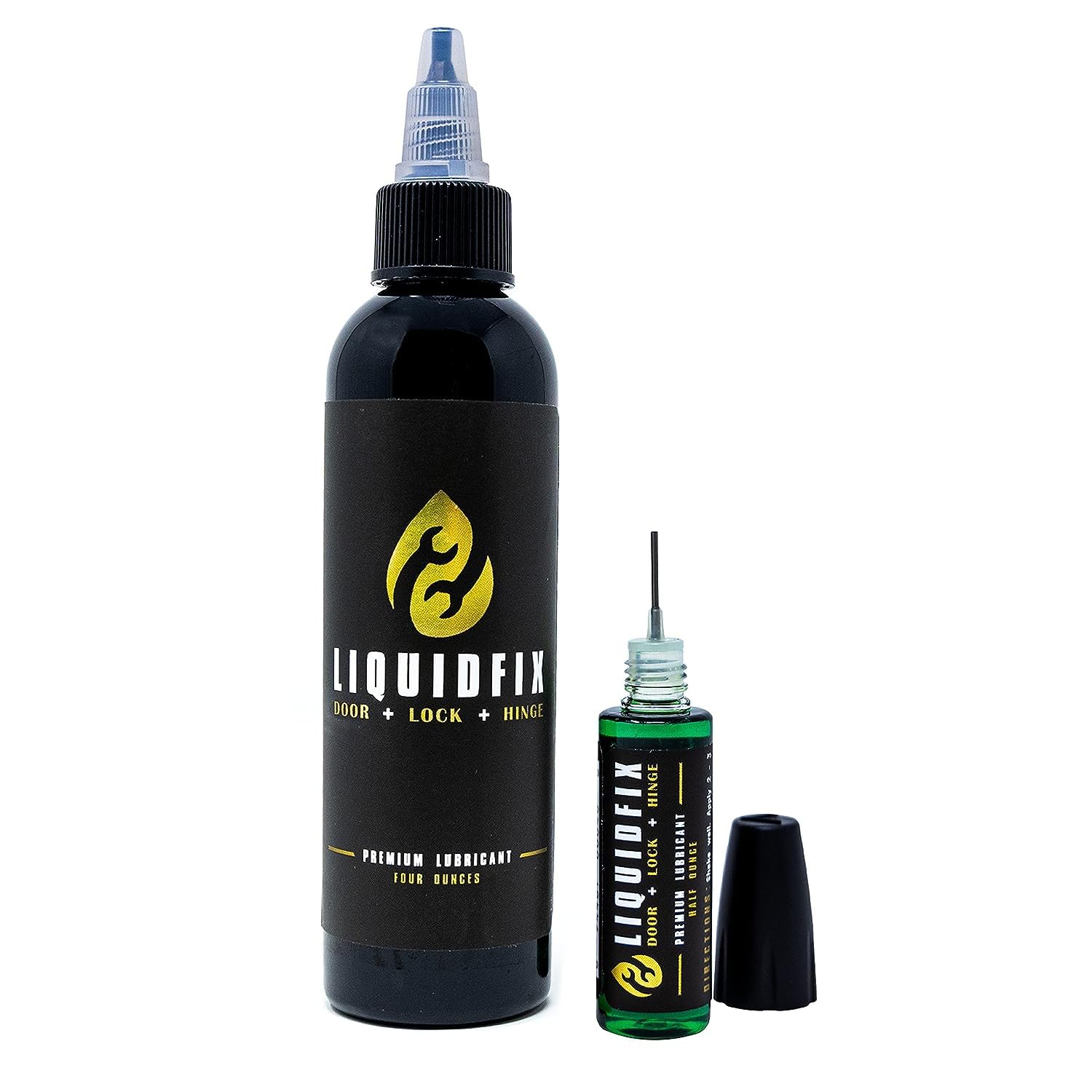 LIQUIDFIX - Door, Lock & Hinge Lubricant - Instantly Reduces Noise - Lubricates Hinges - with 4 oz Dropper & 0.5 oz Needle Oiler - for Sliding Door, Locks, Squeaky Doors, Hinges & More