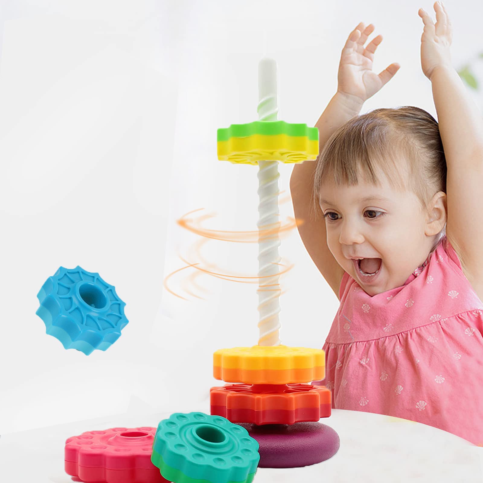 BYFWH Baby Spin Stack Toy,Premium Stacking Toy for Kids,Baby Spinning Stacking Toy for Babies and Toddlers,Educational Toddler Learning Toy,Baby 1 2 3 Birthday Gifts,Autism Sensory Spinning Toy