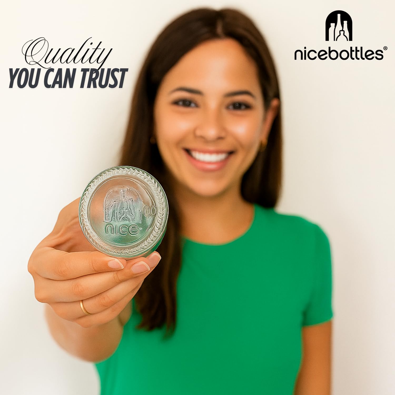 nicebottles Clear Glass Woozy Bottles with Shrink Capsules, 5 Oz, Case of 12