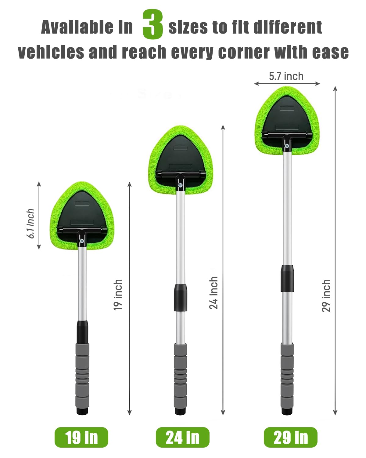 XINDELL Windshield Cleaner Tool – Upgrade Large Head Car Interior&Exterior Window Cleaning Kit with Extendable Handle & 4 Microfiber Pads, Auto Wiper Brush for Car, Trucks, SUVs, RVs & Home Windows