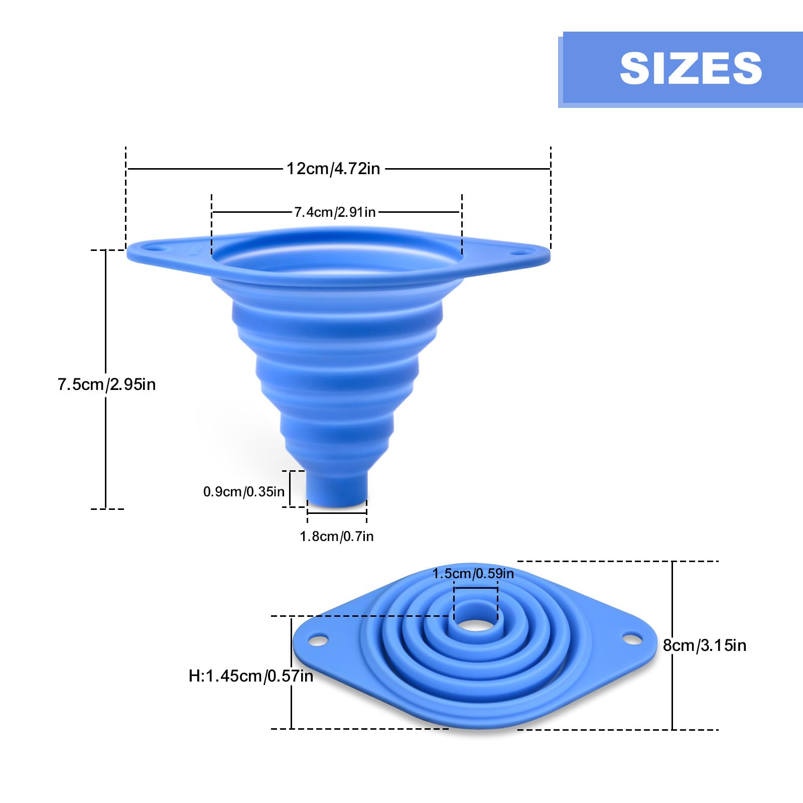 VAYRMEU Kitchen Funnel Set 3 Pack,Funnels for Kitchen Use Filling Bottles,Silicone Funnel Collapsible,Small Funnels for Filling Small Bottles