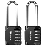 2 Pack disecu 2.6 Inch Long Shackle Combination Lock, 4 Digit Outdoor Waterproof Padlock for School Gym Locker, Sports Locker, Storage Unit, Gate, Fence, Toolbox (Black)