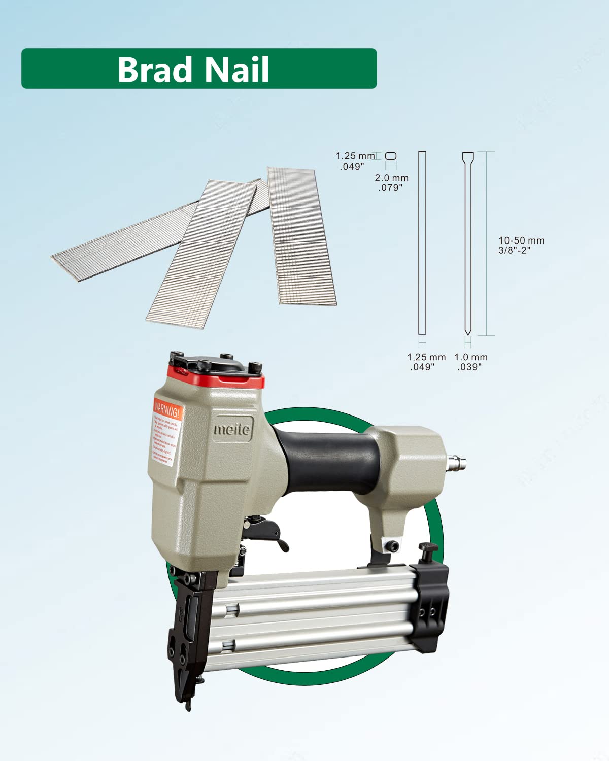 meite 18 Gauge Brad Nails, 2-Inch 18GA Brad Nails, Galvanized Nail Gun Nails for Pneumatic, Electric Brad Nailer Gun (5,000 Counts)