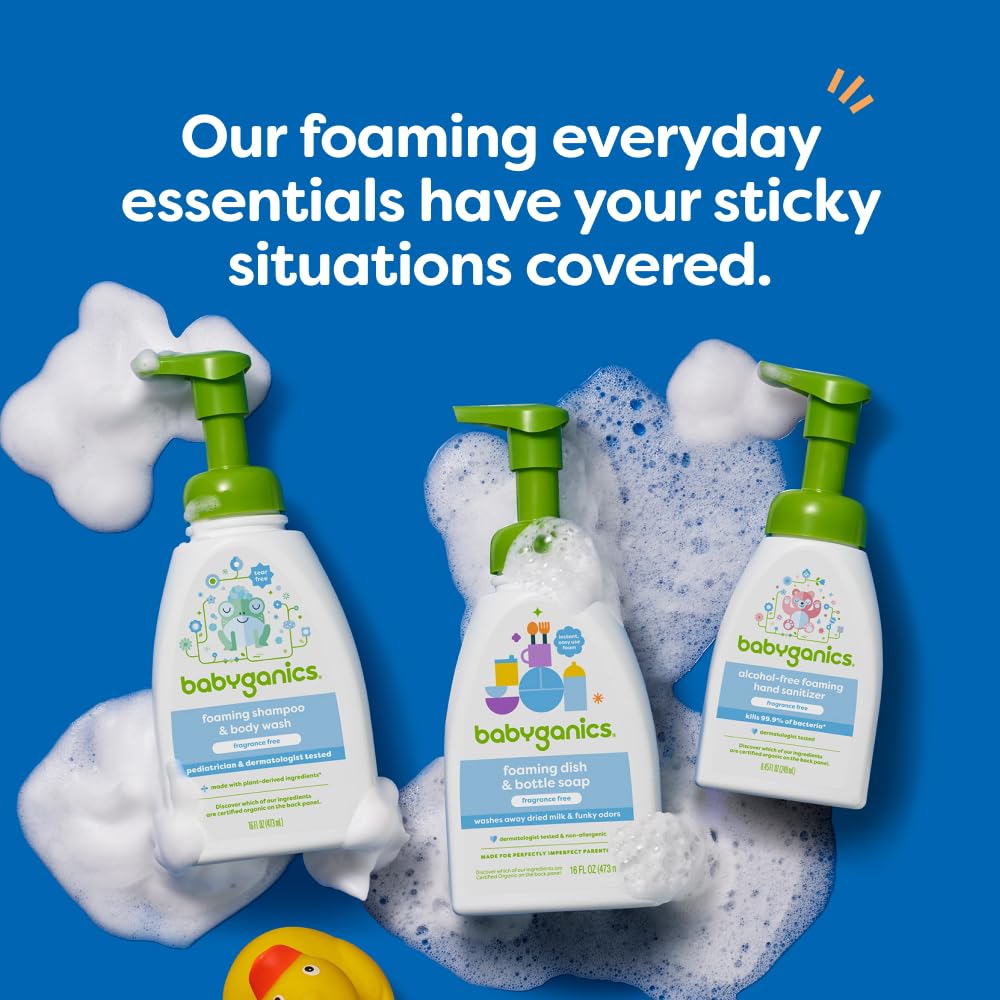 Babyganics Alcohol-Free Foaming Hand Sanitizer, Pump Bottle, Fragrance Free, 8.45 oz, 3 Pack