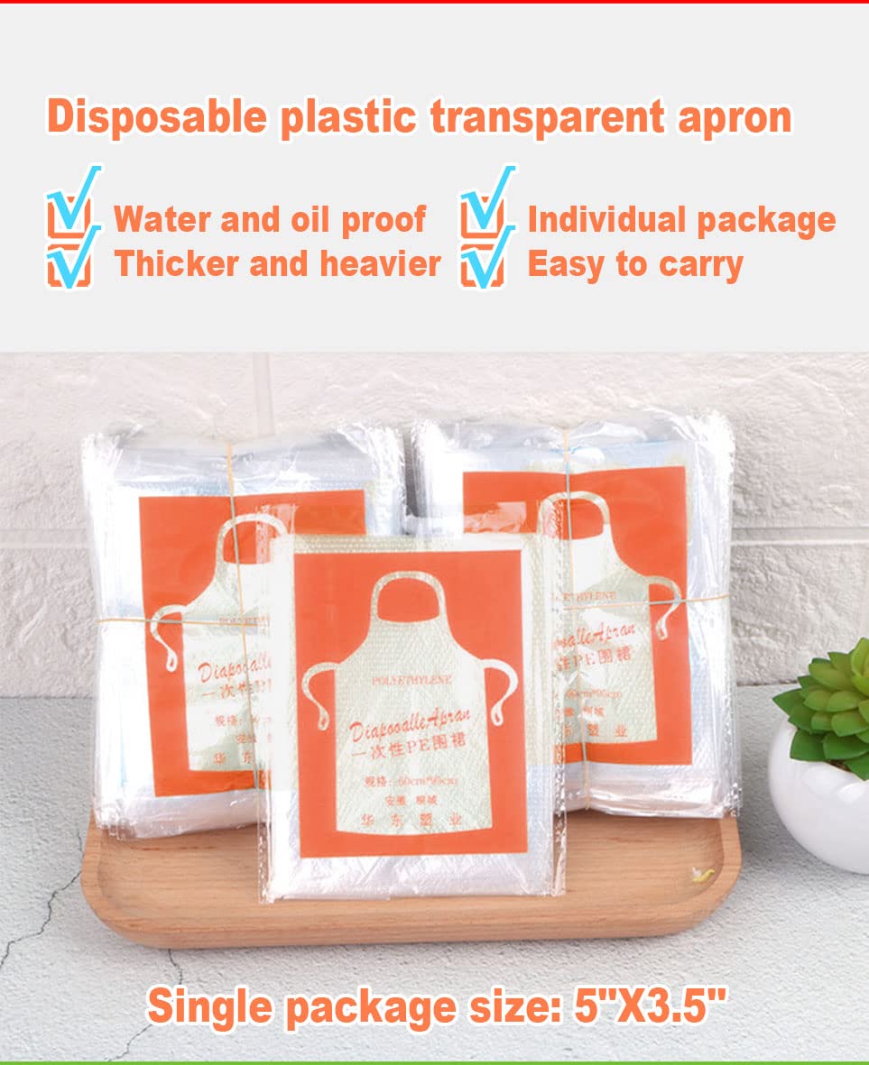 UniPleased Disposable Aprons (50 Count), Plastic apron for Painting Party, Cooking, Housework, Picnic etc.