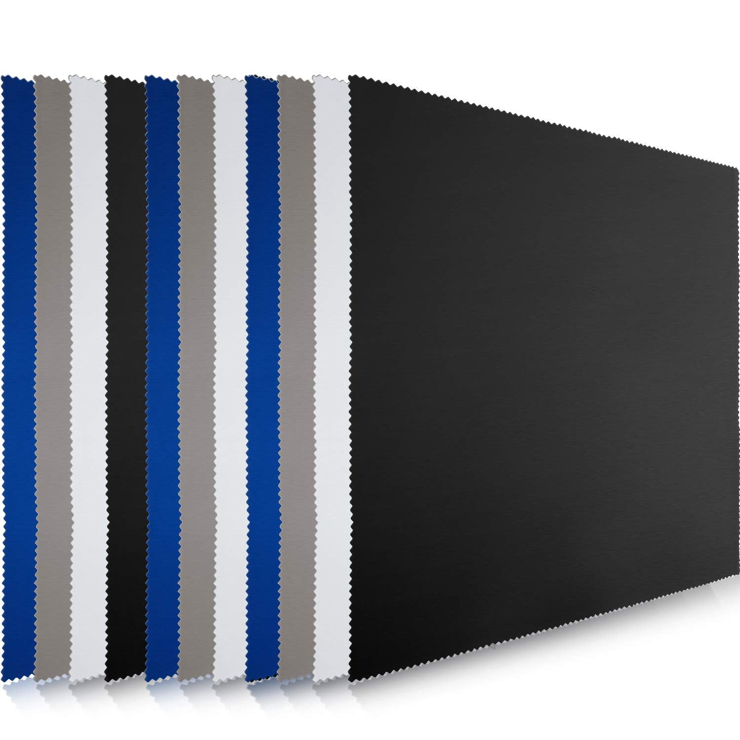 Frienda 12 Pack Large Microfiber Glass Cleaning Cloths 12 x 12 Inch Oversized Eyeglass Sunglasses Cleaning Cloths for Electronics Glasses Screens and Lenses(Black, White, Gray, Royal Blue)