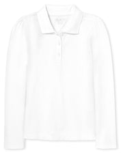 The Children's Place girls Long Sleeve Pique School Uniform Polo Shirt, White Single, Large US