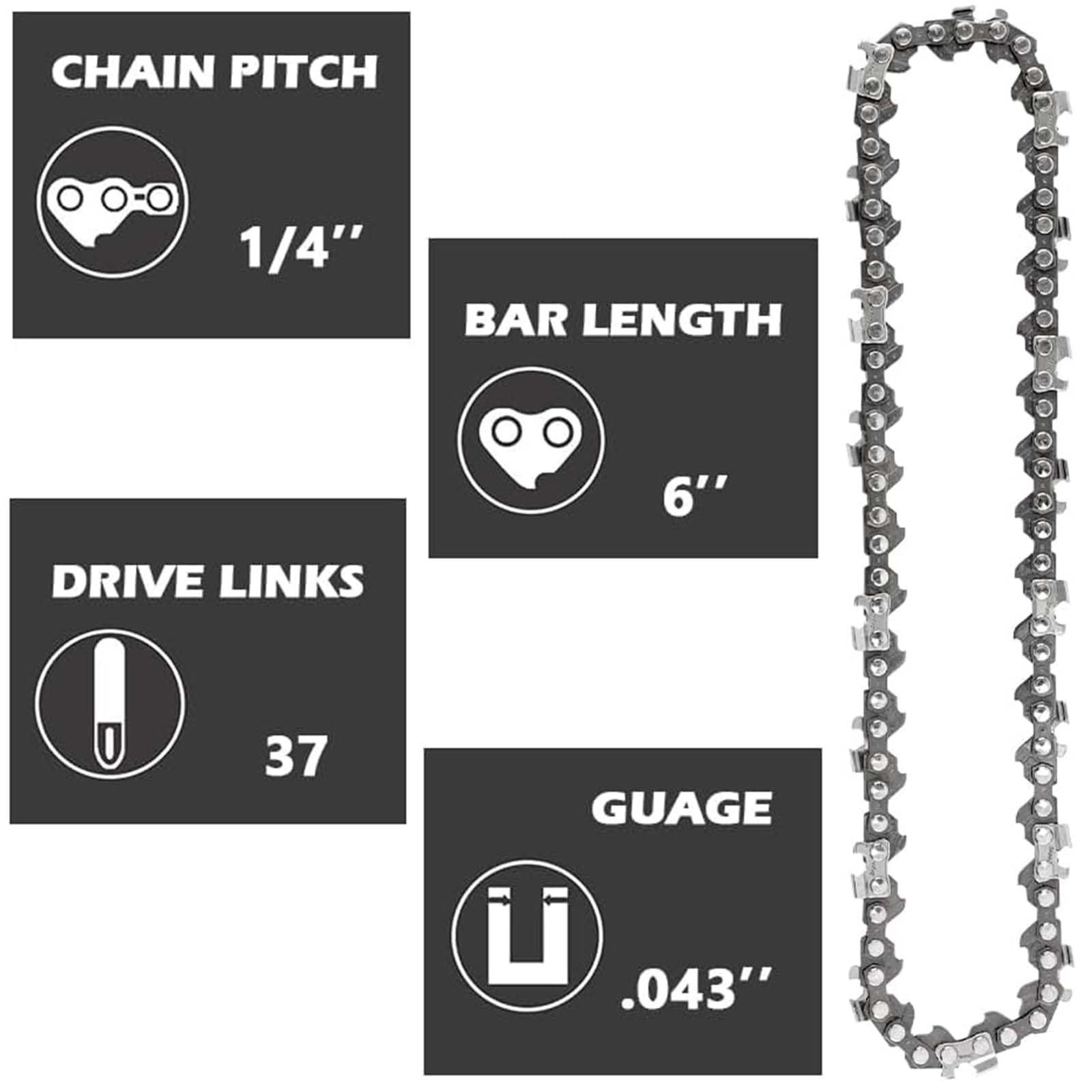 6 Inch Chainsaw Chain, 5 Pieces Replacement Chains for Almost 6-inch Cordless Electric Portable Mini Chainsaws, Durable Carbon 6Inch Chainsaw Chains for Pruning Shears and Wood Cutting