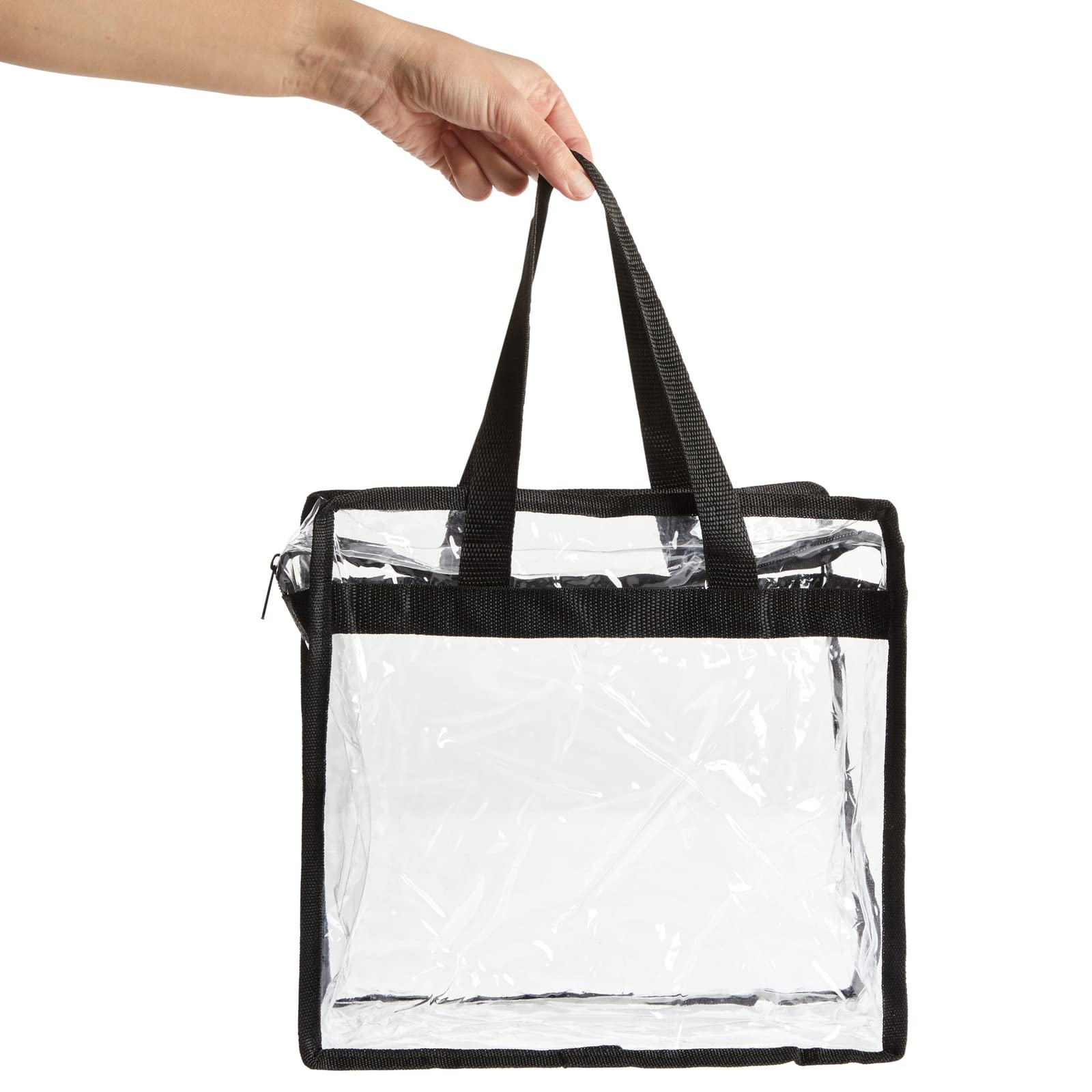 Juvale 2 Pack Clear Stadium Approved Bags - 12x6x12 Large Transparent Tote Bags with Zippers and Handles for Concerts, Sporting Events, Music Festivals, Work, School, Gym