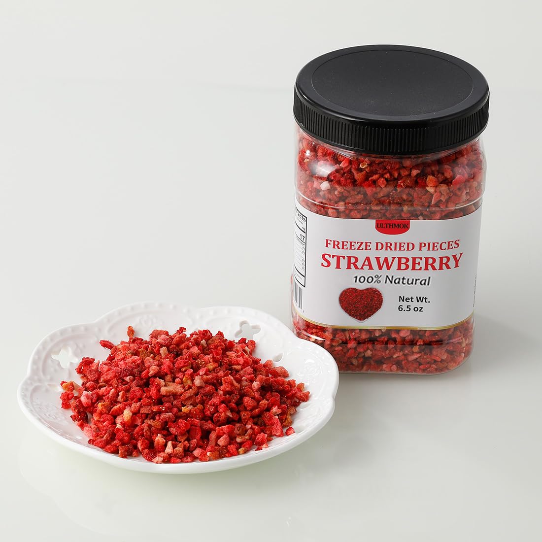 Premium Freeze Dried Strawberries Pieces 6.5 Oz/185g,Frozen Dried Strawberry,100% Natural & No Additives.