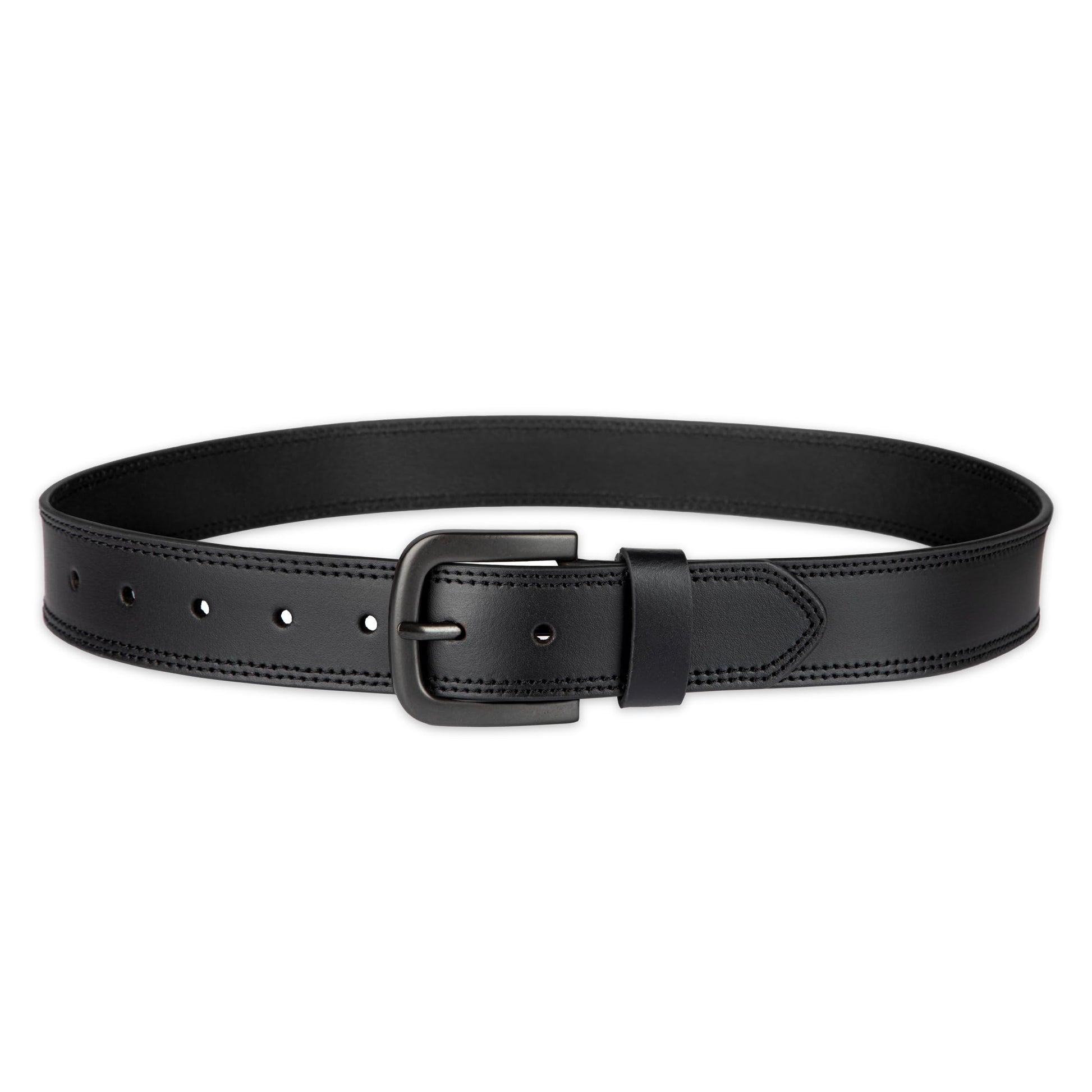 Dickies Men's 38mm Leather Belt with Two Row Stitch, black, 36