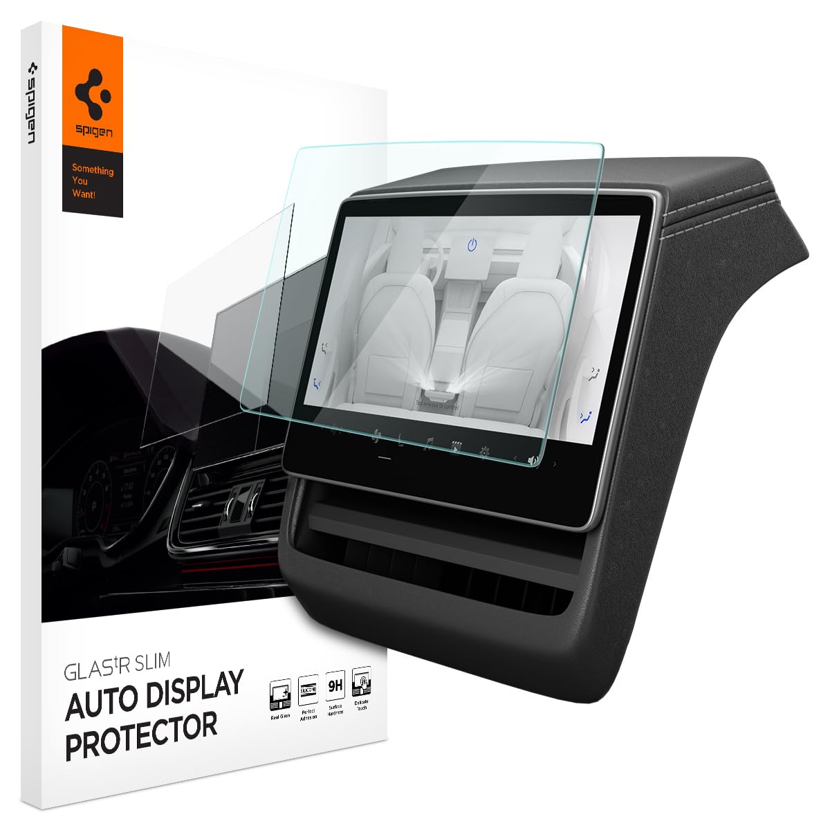 Spigen Tempered Glass Screen Protector [GlasTR Slim] designed for Tesla Model 3(2024/2025) 8" Rear Touchscreen - Matte/Anti Finger Print