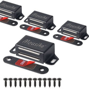Mousike Cabinet Magnets 30lb Black Door Magnets with Strong Magnetic for Kitchen Cupboard Wardrobe Closet Cabinet Door Drawer Latch 4 Pack