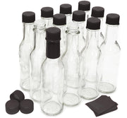 nicebottles Hot Sauce Bottles with Black Caps & Shrink Bands, 5 Oz - Case of 12