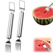 2-in-1 Stainless Steel Fruit Cutter, Watermelon Cutter, Stainless Steel Watermelon Fork Slicer, Watermelon Cutter Slicer Tool Fruit Forks Slicer Knife Kitchen Gadgets for Family Parties Camping (B)