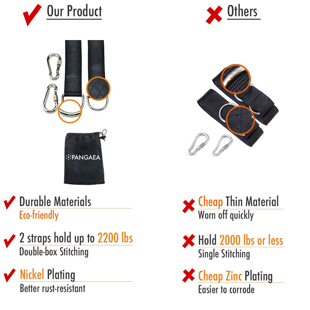 Tree Swing Hanging Straps Kit, Heavy Duty Holds 2200LBS 5FT Extra Long, with Safer Lock Snap Carabiners & Carry Pouch Bag