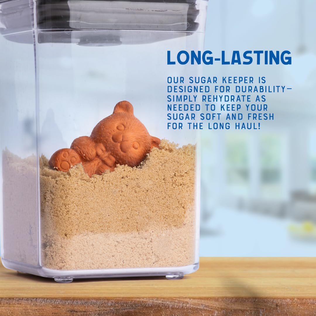 Vivid Works Brown Sugar Keeper - Terracotta Brown Sugar Bear to Maintain Food Moisture in Storage Container - Terra Cotta Food Saver