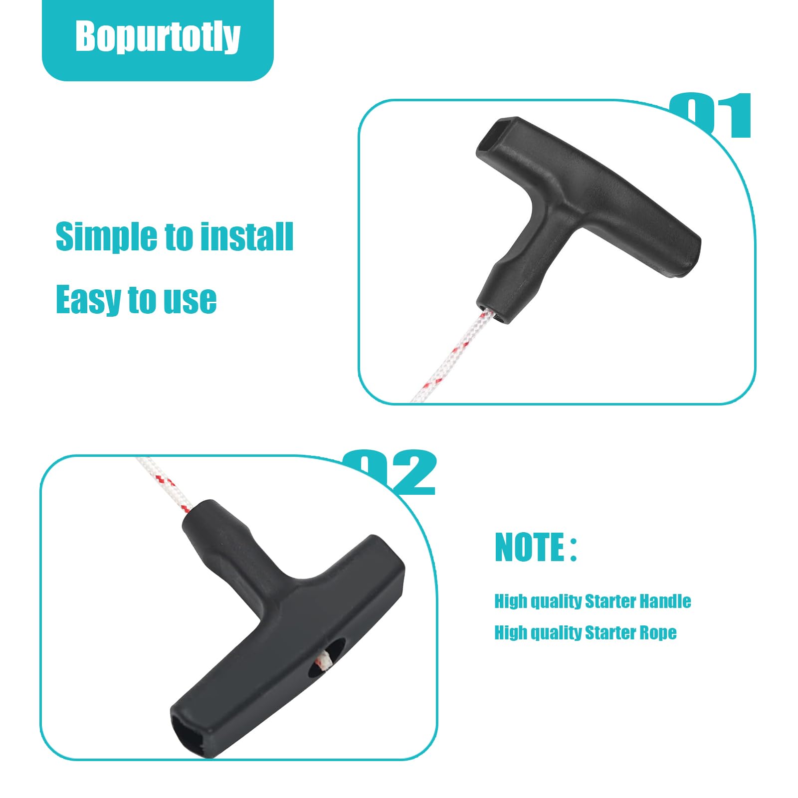 New Recoil Starter Rope 3-Meter Pull Cord with Starter Handle Replacement for Lawn Mower ChainsawTrimmer Edger Brush Cutter Engine Parts(Red and White Cord,3.5 mm)