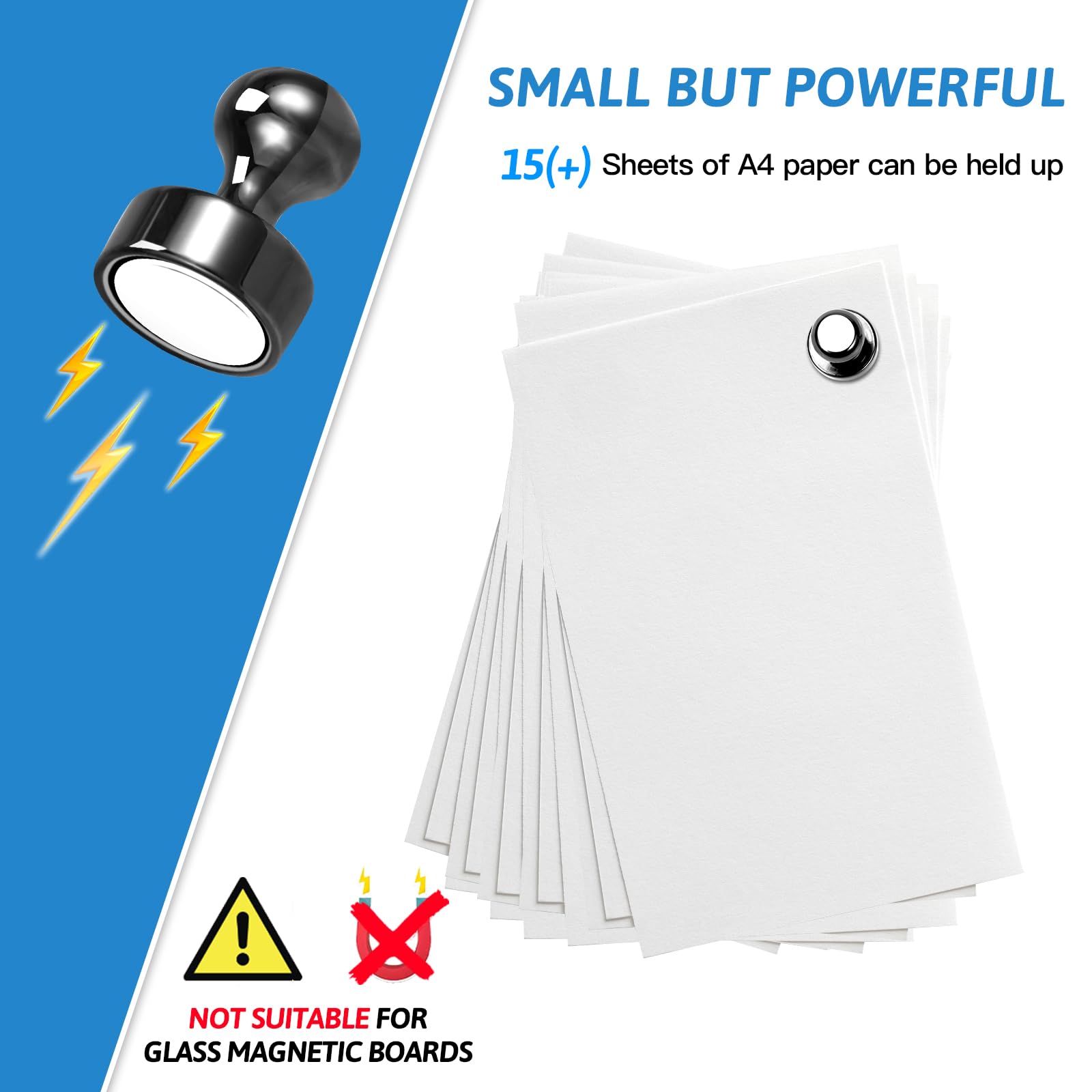 20Pack Strong Magnets for Refrigerator Neodymium Fridge Magnets Adult Magnets for Dry Erase Board Lockers Whiteboard Kitchen Home Office Classroom Black