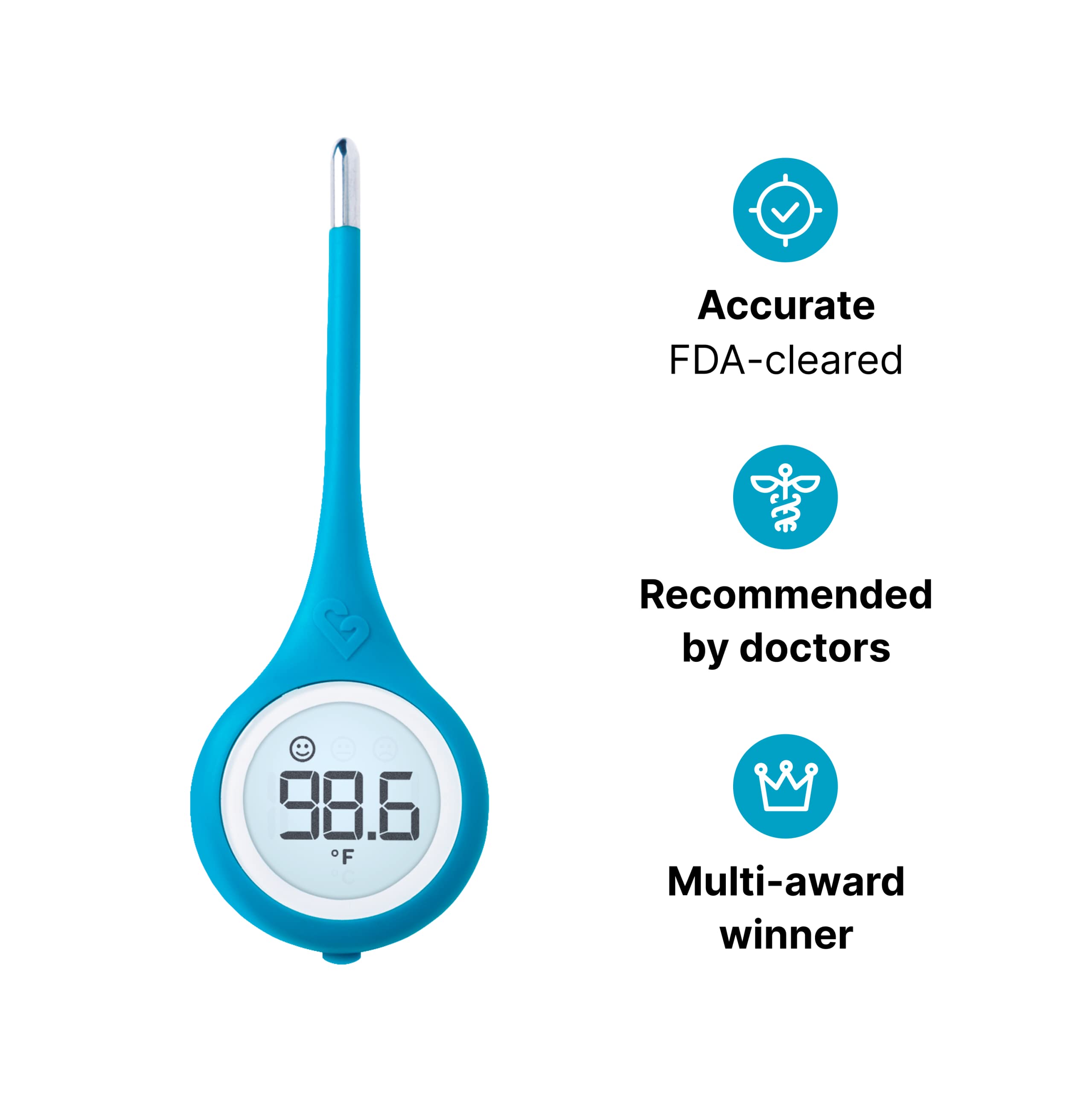 Kinsa Smart,Fever, Digital Medical Baby, Kid and Adult Termometro - Accurate, Fast, FDA Cleared Thermometer for Oral, Armpit or Rectal Temperature Reading - QuickCare