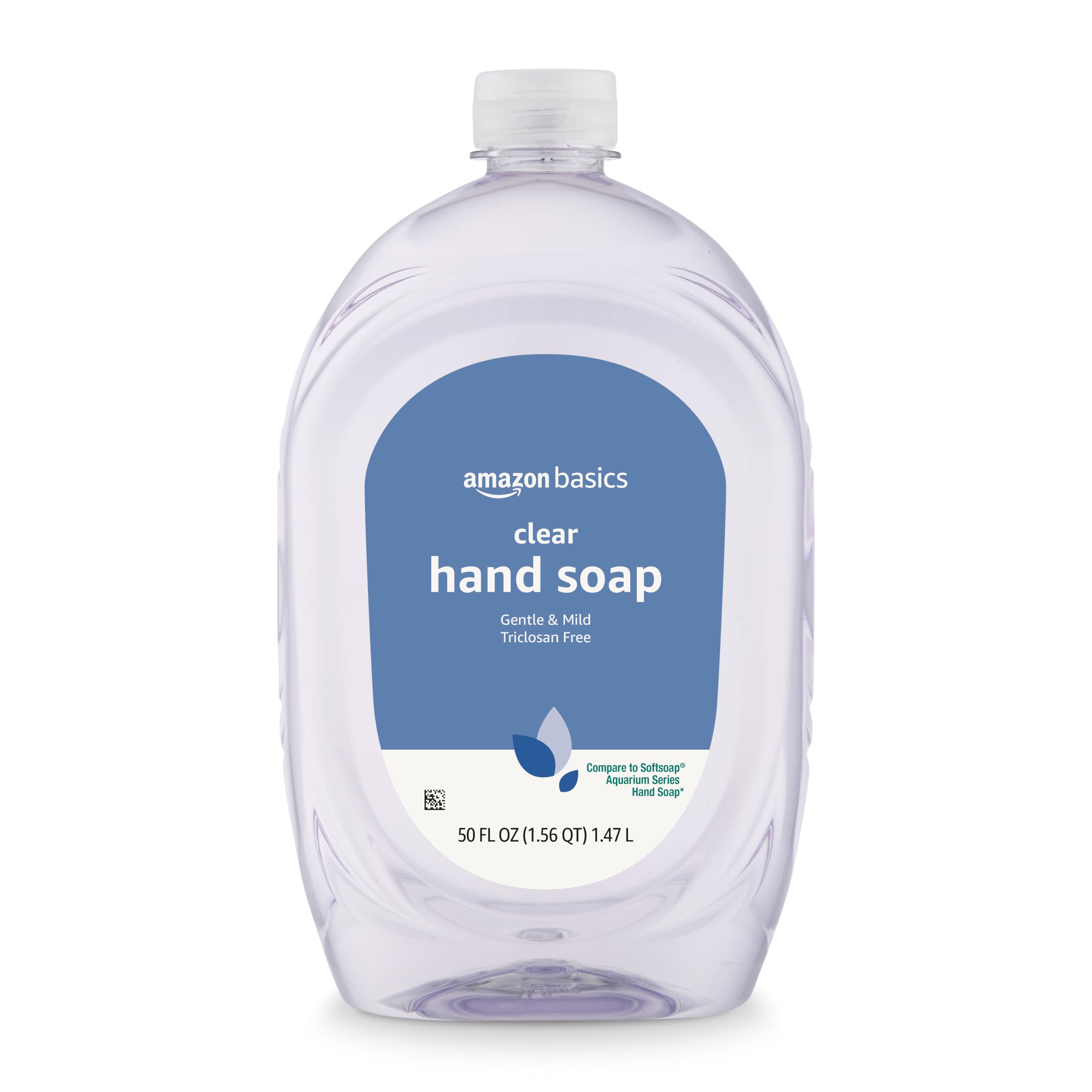Amazon Basics Gentle & Mild Clear Liquid Hand Soap Refill, Triclosan-Free, 50 Fl Oz (Pack of 2) (Previously Solimo)
