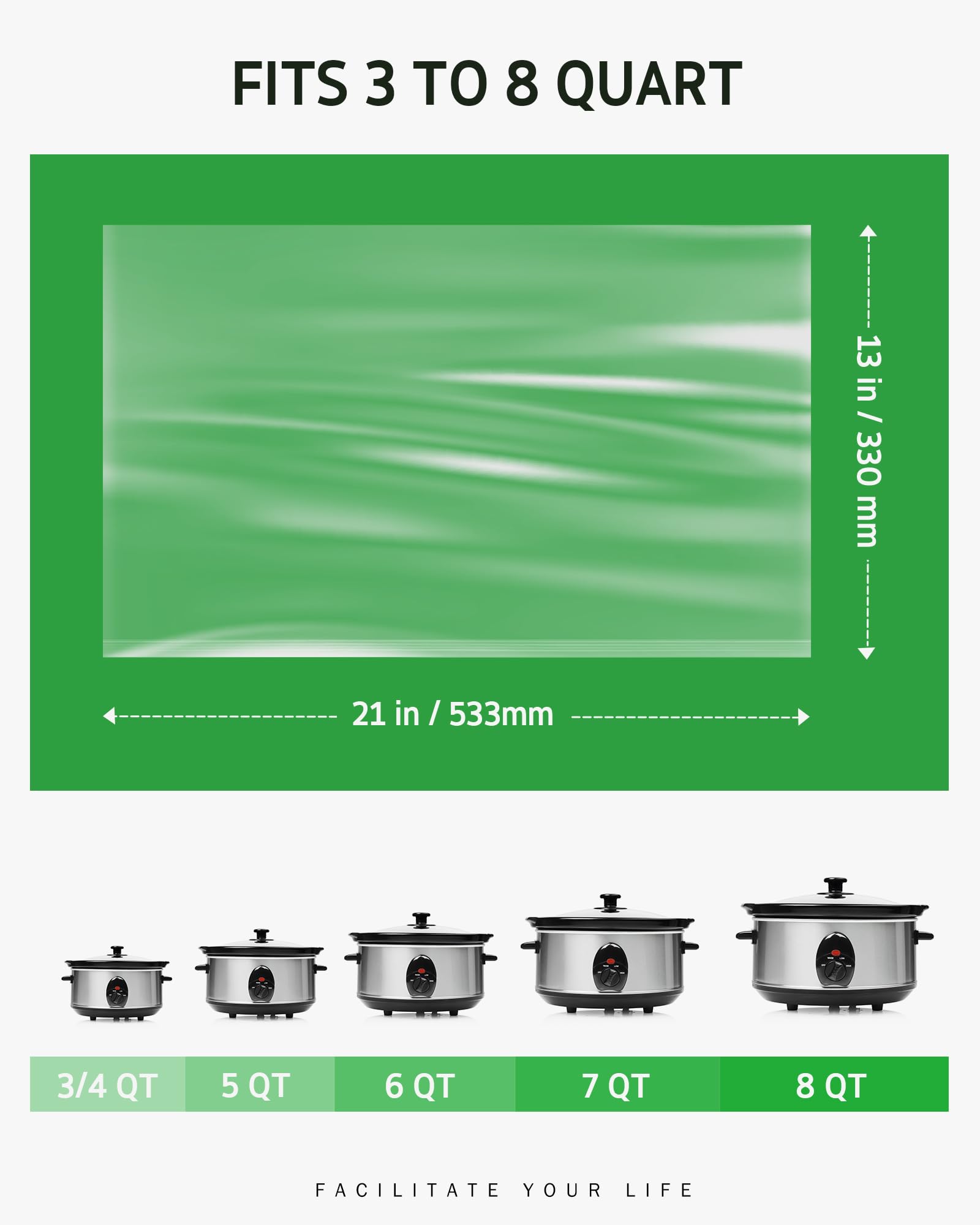 Syntus Slow Cooker Liners, 30 Count Cooking Bags Large Size Disposable Pot Liners Plastic Bags, Fit 3QT to 8QT for Slow Cooker Cooking Trays, 13"x 21", 30 Liners