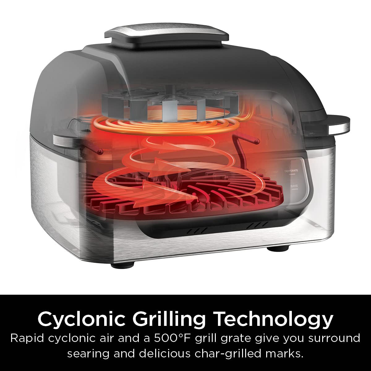 Ninja | Indoor Grill | Foodi | 5-in-1 (Grill, Air Fry, Roast, Bake, and Dehydrate | Fits up to 3lb Roast | Smoke Control System and Dishwasher Safe Parts| Black/Grey | AG301