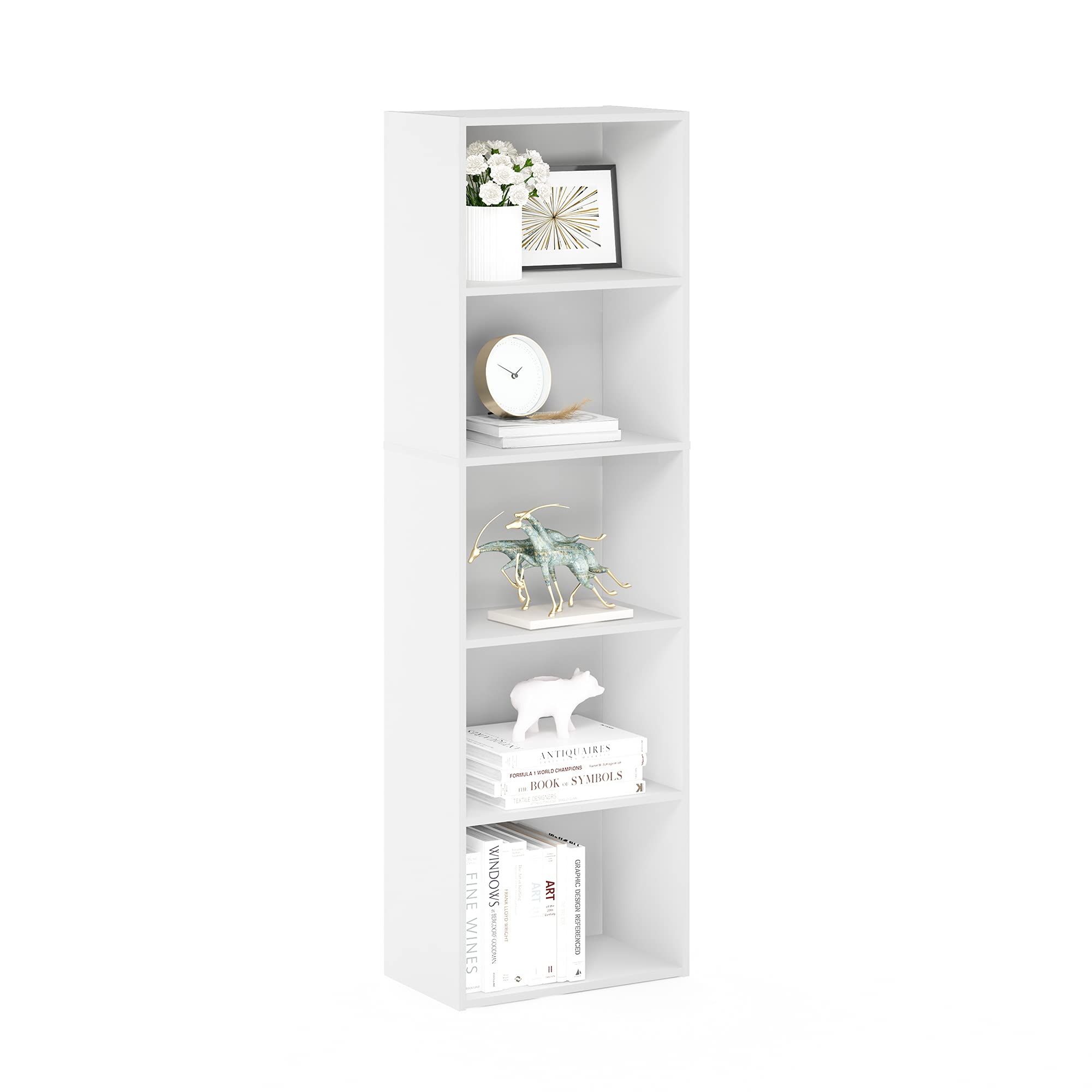 Furinno Luder Bookcase / Book / Storage , 5-Cube, White