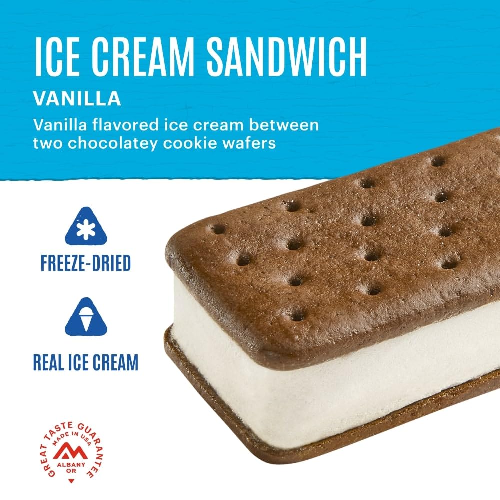 Mountain House Vanilla Ice Cream Sandwich | Freeze Dried Backpacking & Camping Food | 1 Serving