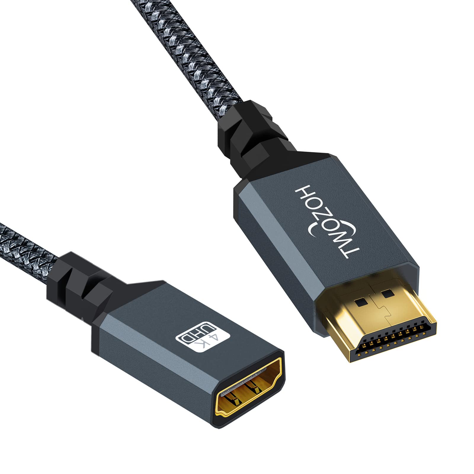 Twozoh HDMI Extension Cable 6.6FT, HDMI Male to Female HDMI Cord, HDMI 2.0 Cable Adapter Support 4K@60Hz 3D HDR