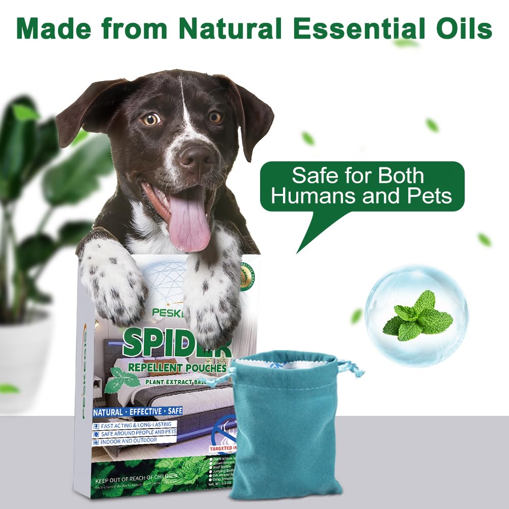 10 Pack Powerful Spider Repellent Indoor for House Garage Long-Term Spiders Repelling, Effective Spider Repellent Pouches Made with Natural Ingredients Safe for Kids and Pets, Easy to Use, No Mess