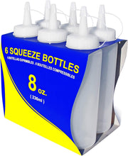 New Star Foodservice 26115 Squeeze Bottles, Plastic, 8 oz, Clear, Pack of 6