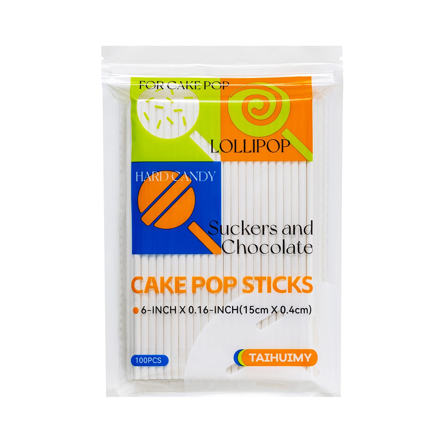 100 Count 6 INCH White Paper Lollipop Sticks,Cake Pop Sticks,Sucker Sticks for Cookies,Rainbow Candy,Chocolate,Cake Topper(Dia 4mm)
