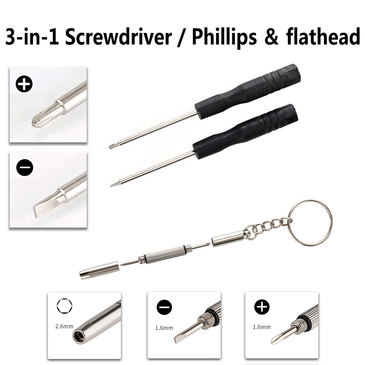 PTSLKHN Eyeglass Repair Kit with Screws, 15 Types Screws for Eyeglasses - Frame Screws, Hinge Screws, Nose Pads Screws - Essential Eye Glasses Repairing Kit Tool