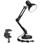 TORCHSTAR Metal Desk Lamp with Clamp, Swing Arm, Architect Adjustable Gooseneck Table Lamp, Clip Desk Lights for Home Office, Work, Study, Reading, E26 Base, Multi-Joint, Black