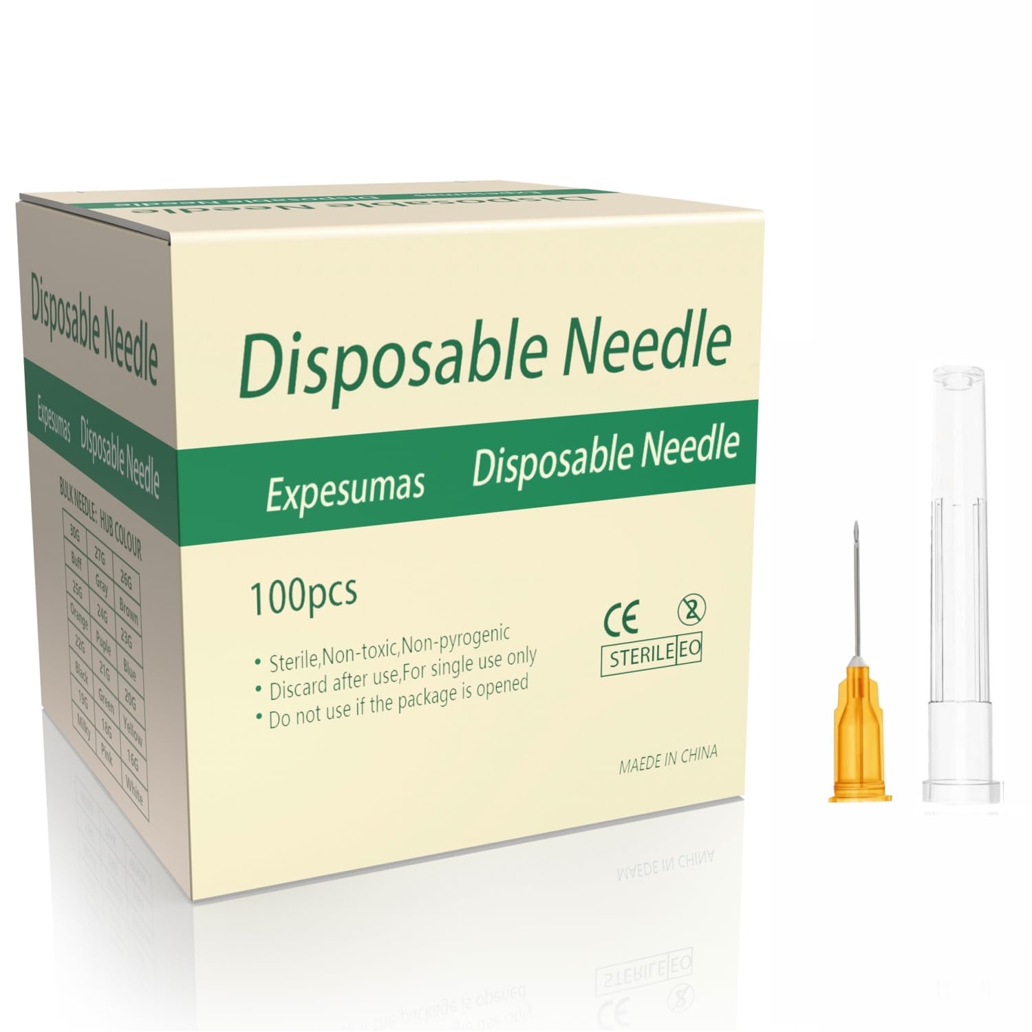 100 Pack 23Ga 1Inch Sterile Disposable Injection Needle with Cap for Scientific and Industrial Dispensing Needle Accessories