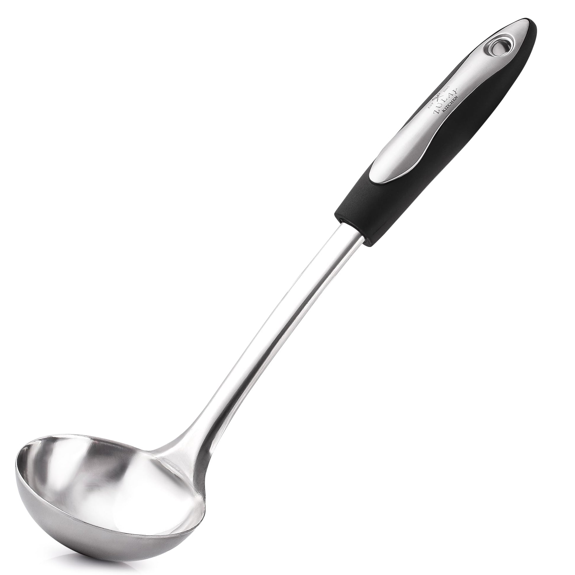 Zulay Kitchen Premium Soup Ladle – 12" Stainless Steel with Non-Slip Silicone Handle
