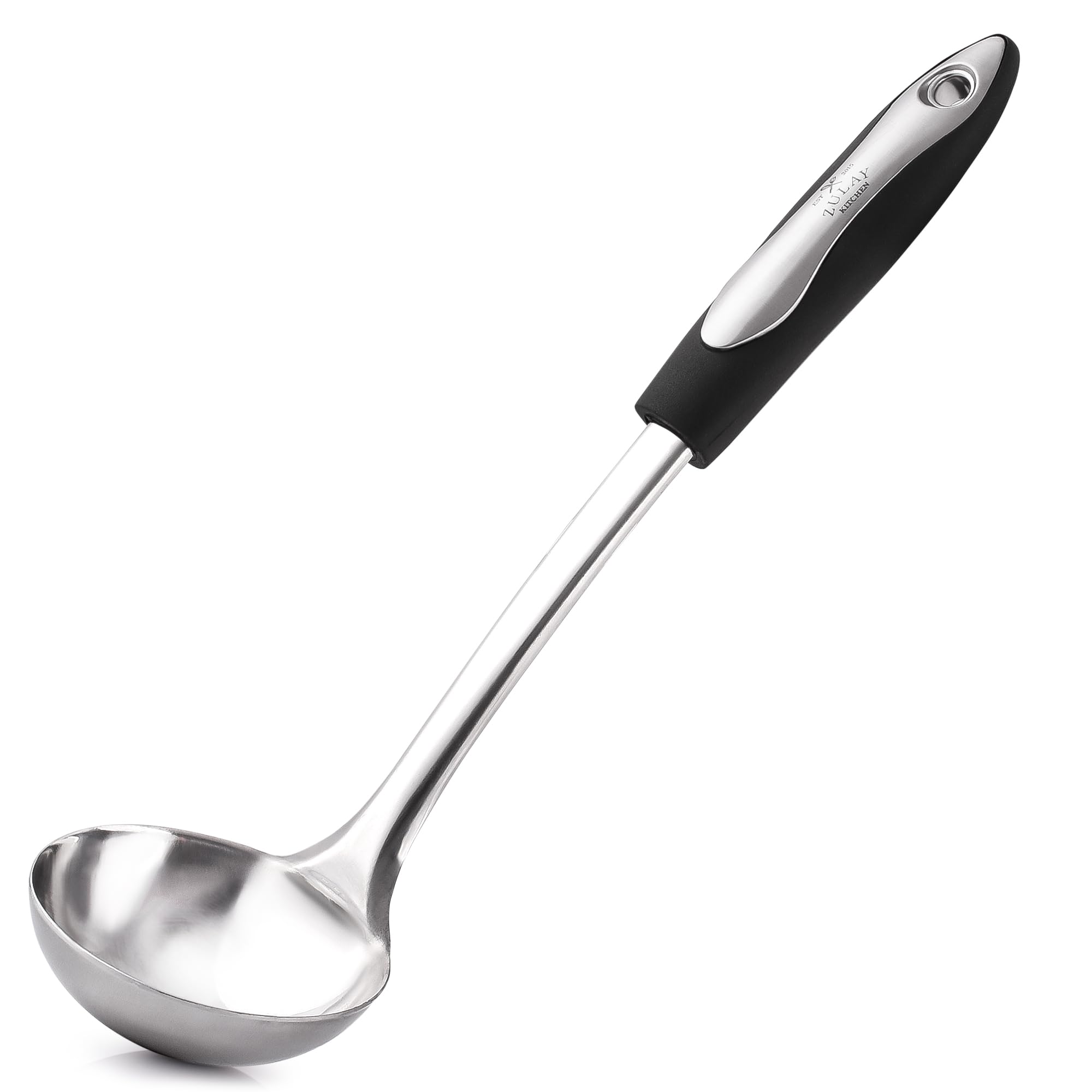 Zulay Kitchen Premium Soup Ladle – 12" Stainless Steel with Non-Slip Silicone Handle